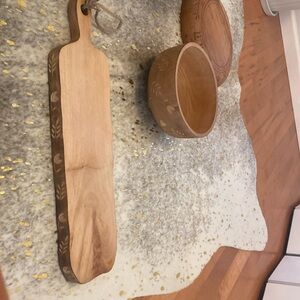 Anthropologie Acacia bowl, cake stand, tray, and bread plate all nwt